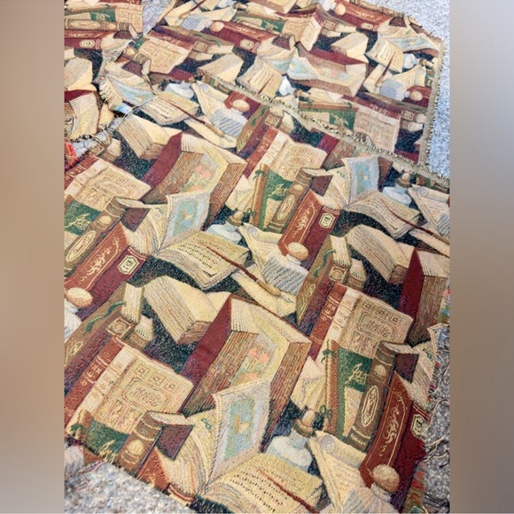 Classic Books & Inkwell Themed Tapestry Upholstery Fabric Thick Textured Library - Picture 5 of 13